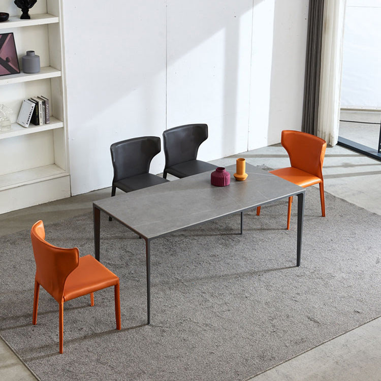 Industrial Sintered Stone Dining Table 4 Legs Solid Aluminum Base Rectangle Table for Home