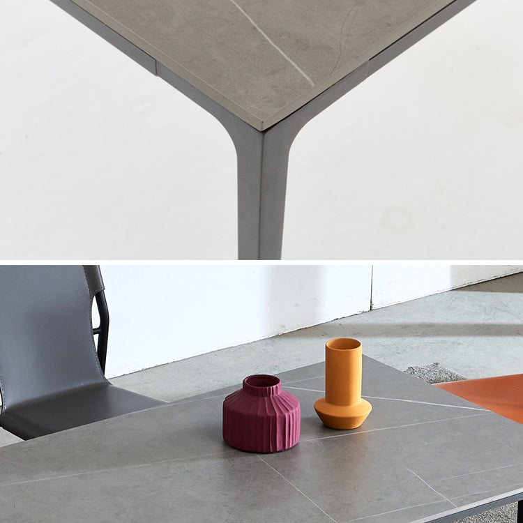 Industrial Sintered Stone Dining Table 4 Legs Solid Aluminum Base Rectangle Table for Home