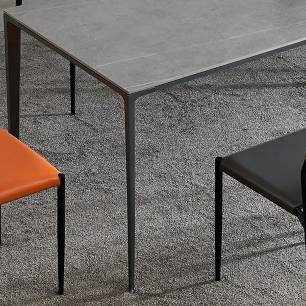 Industrial Sintered Stone Dining Table 4 Legs Solid Aluminum Base Rectangle Table for Home