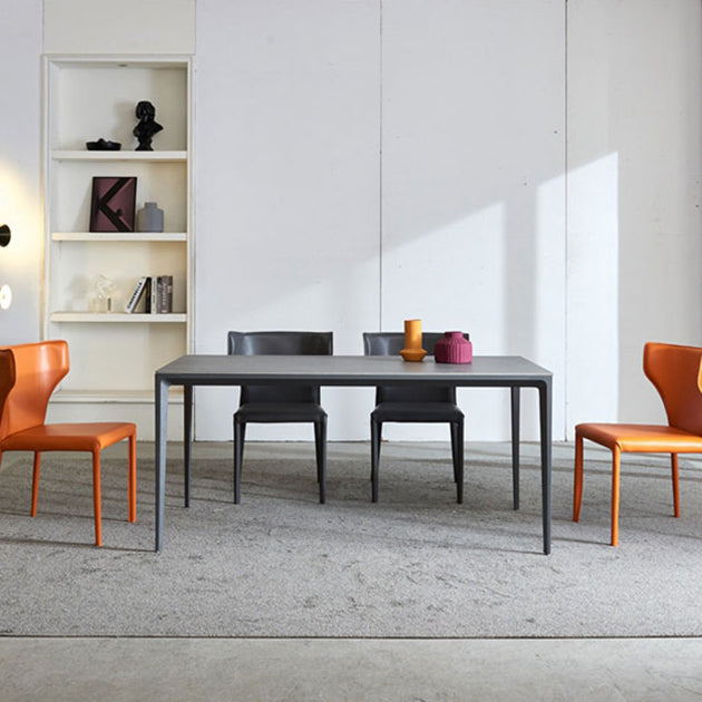 Industrial Sintered Stone Dining Table 4 Legs Solid Aluminum Base Rectangle Table for Home