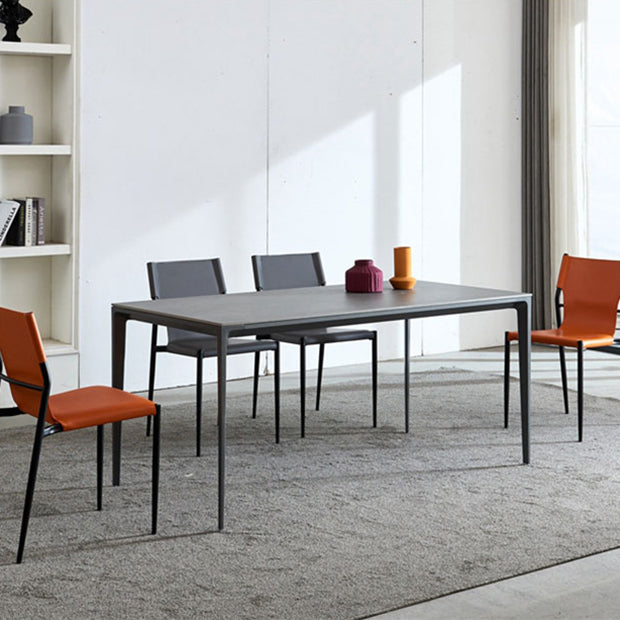 Industrial Sintered Stone Dining Table 4 Legs Solid Aluminum Base Rectangle Table for Home