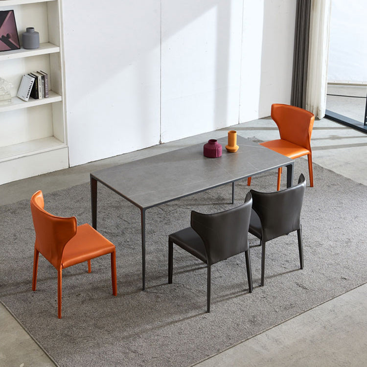 Industrial Sintered Stone Dining Table 4 Legs Solid Aluminum Base Rectangle Table for Home