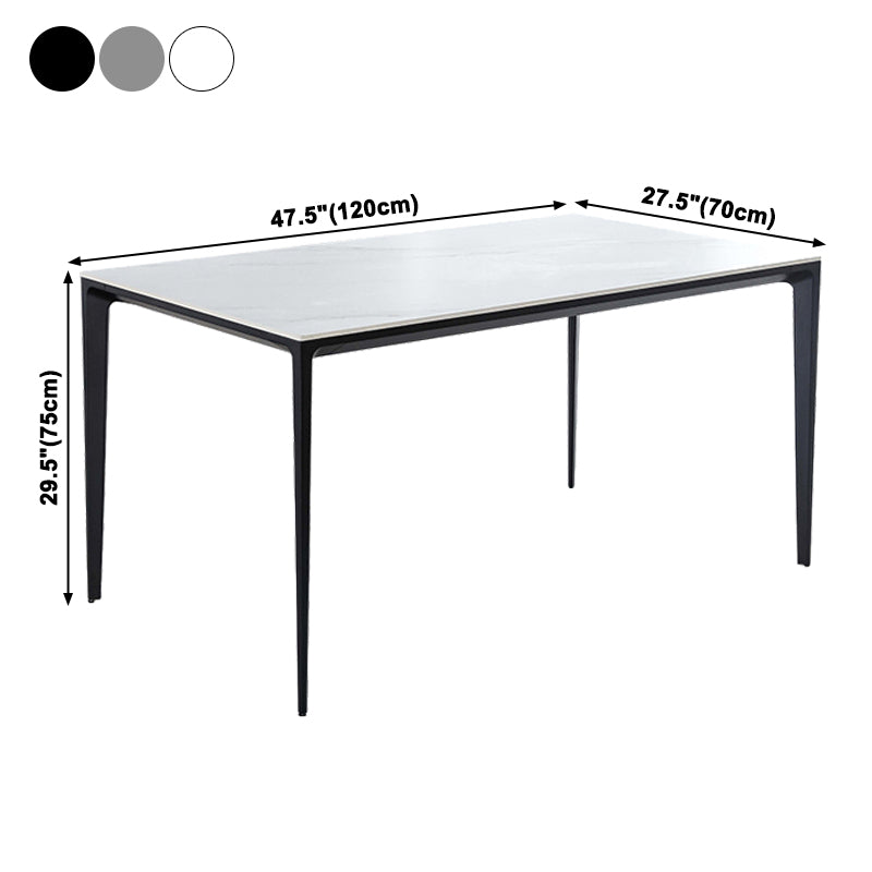 Industrial Sintered Stone Dining Table 4 Legs Solid Aluminum Base Rectangle Table for Home