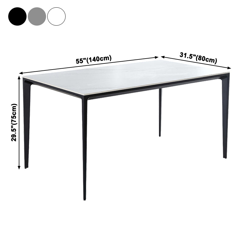Industrial Sintered Stone Dining Table 4 Legs Solid Aluminum Base Rectangle Table for Home