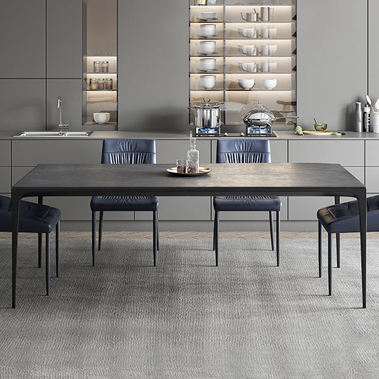 Industrial Sintered Stone Dining Table 4 Legs Solid Aluminum Alloy Base Rectangle Table for Home