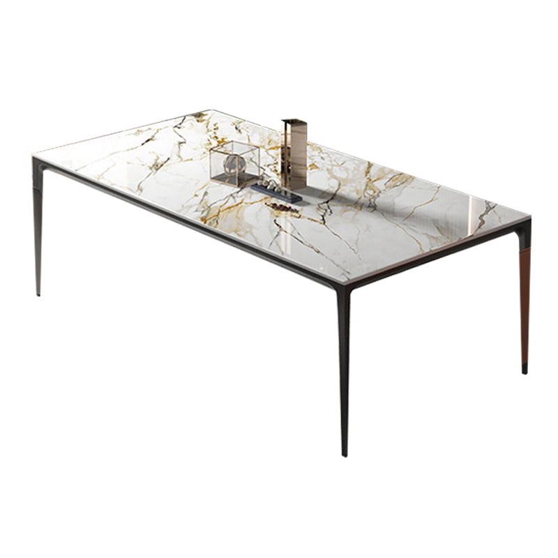 Industrial Sintered Stone Dining Table 4 Legs Solid Aluminum Alloy Base Rectangle Table for Home