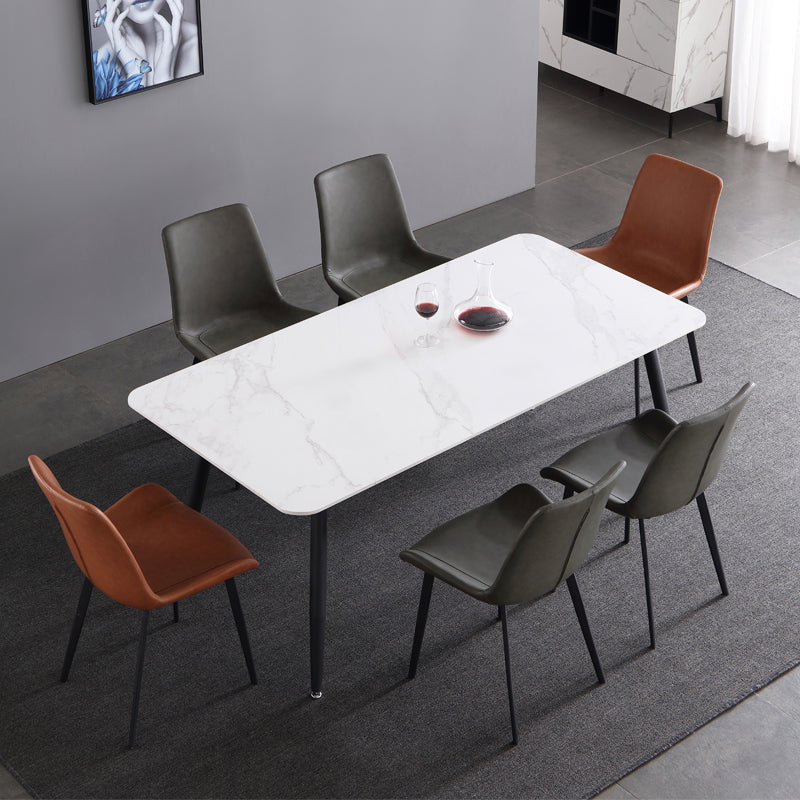 Industrial Sintered Stone Dining Table 4 Legs Base Rectangle Table for Home