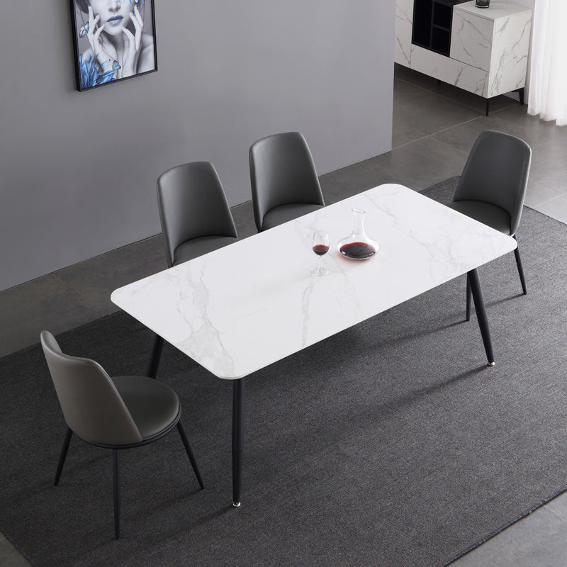 Industrial Sintered Stone Dining Table 4 Legs Base Rectangle Table for Home