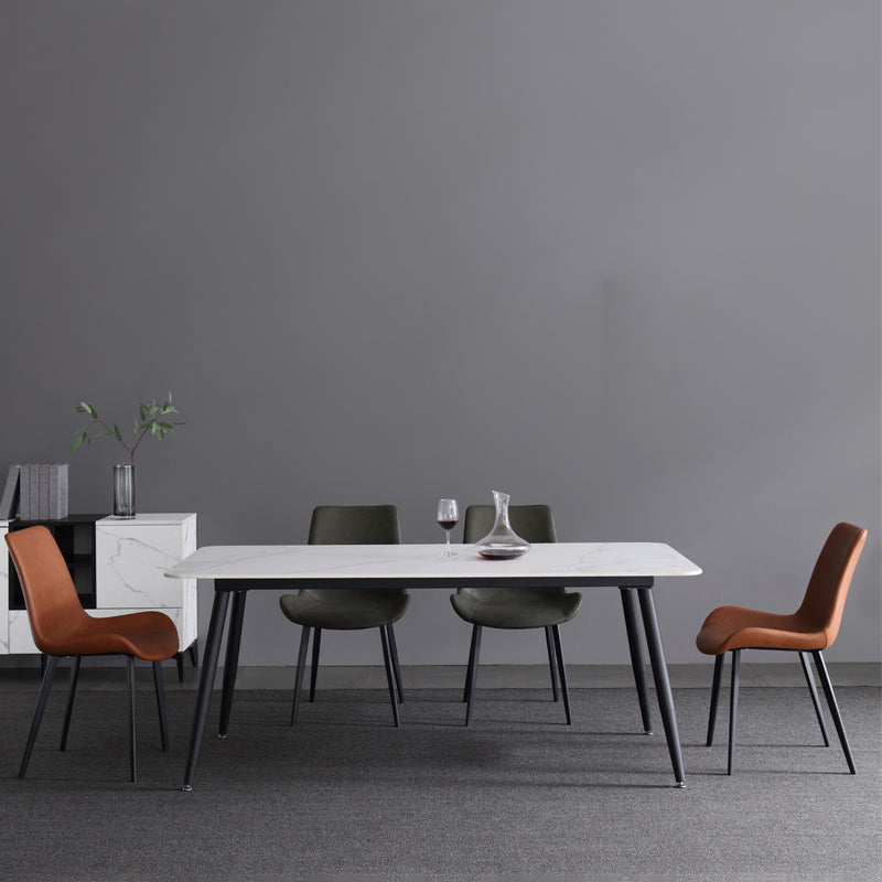 Industrial Sintered Stone Dining Table 4 Legs Base Rectangle Table for Home