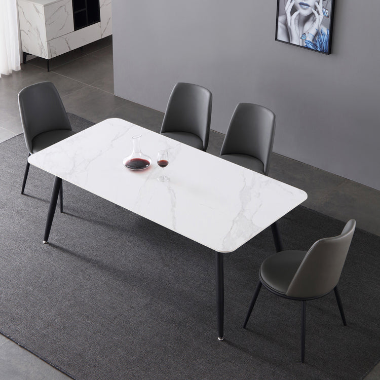 Industrial Sintered Stone Dining Table 4 Legs Base Rectangle Table for Home