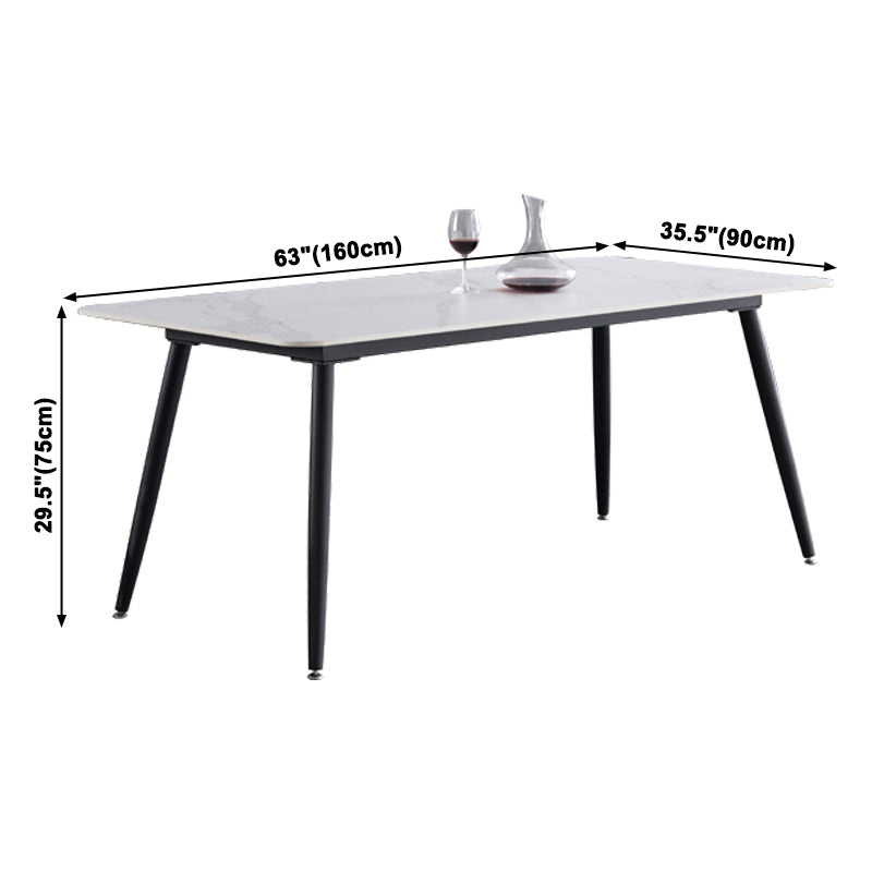 Industrial Sintered Stone Dining Table 4 Legs Base Rectangle Table for Home