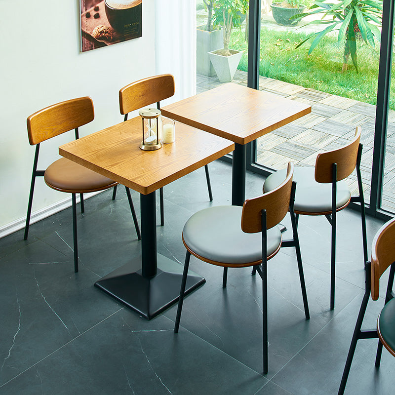 Industrial Style Brown Dining Table Wooden Table with Black Frame for Dining Room