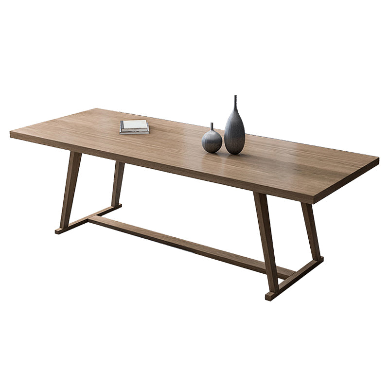 Solid Wood Industrial Rectangular Dining Table Solid Wood Top Table with Trestle