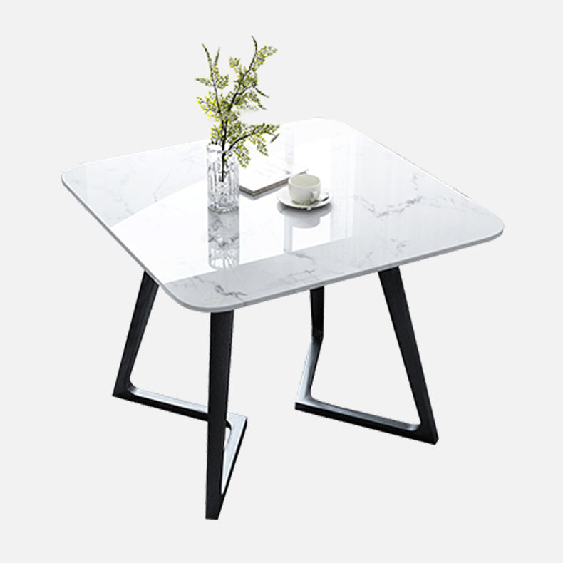 Moderner Stil weißer Esstisch gesinterten Steintisch mit Holzbasis für Zuhause