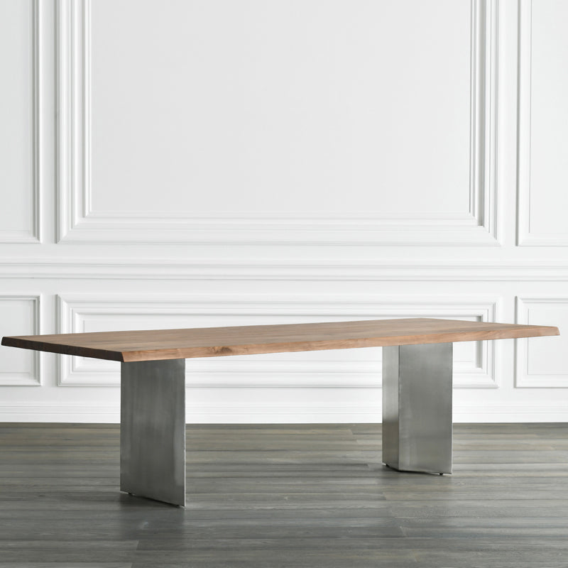 Metal Industrial Rectangle Dining Table Solid Woop Top Table for Kitchen and Dining Room