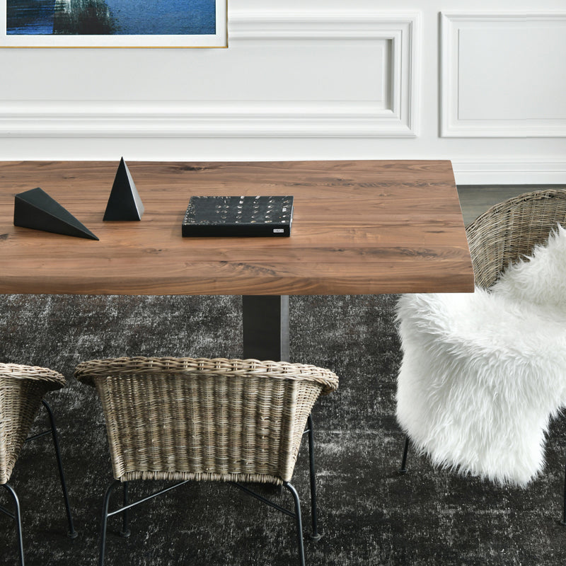 Metal Industrial Rectangle Dining Table Solid Woop Top Table for Kitchen and Dining Room