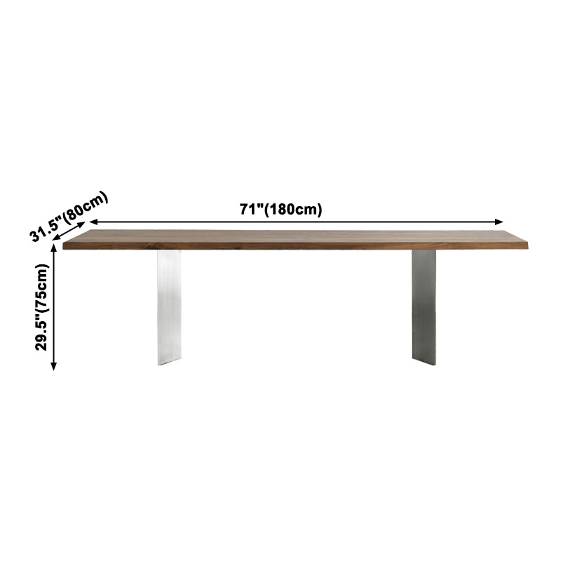 Metal Industrial Rectangle Dining Table Solid Woop Top Table for Kitchen and Dining Room