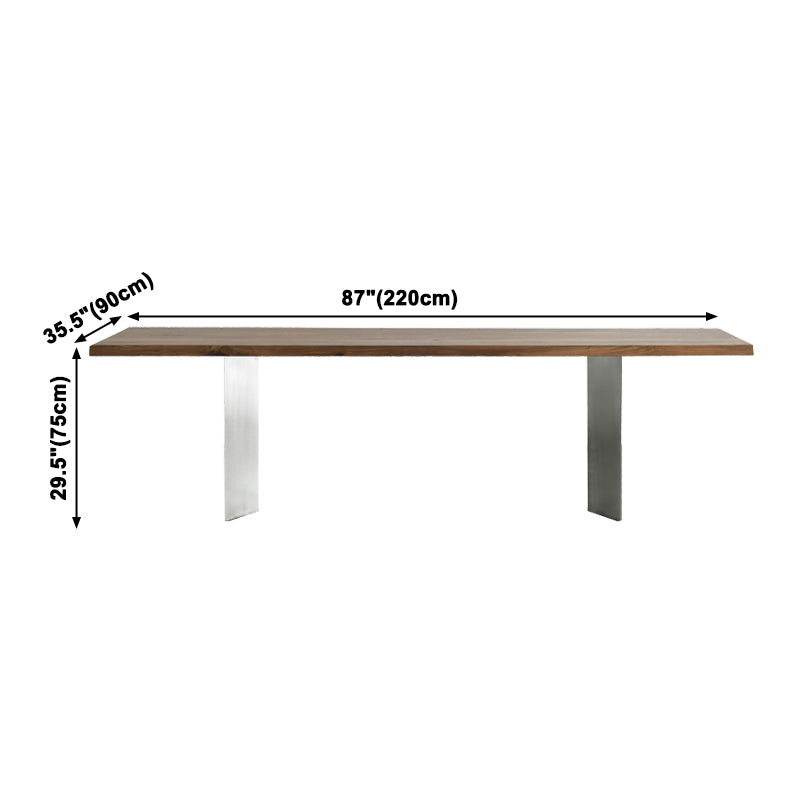 Metal Industrial Rectangle Dining Table Solid Woop Top Table for Kitchen and Dining Room