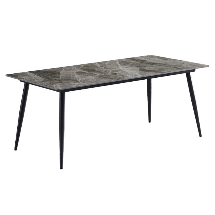 Industrial Sintered Stone Dining Table 4 Legs Carbon Steel Base Rectangle Table for Home