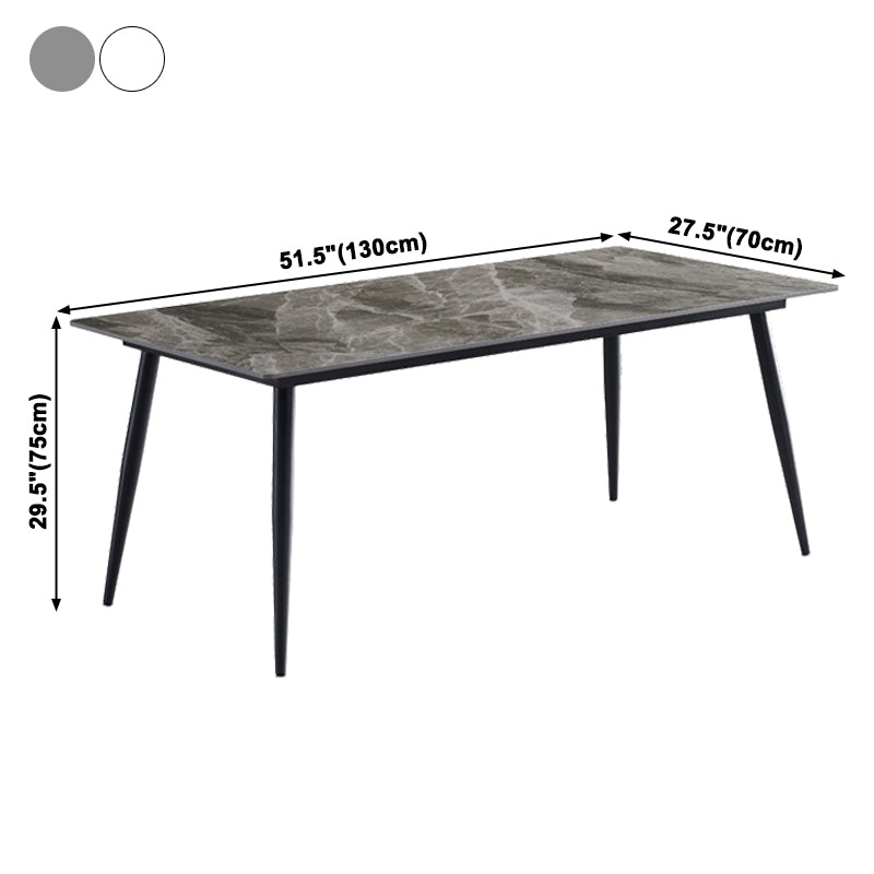 Industrial Sintered Stone Dining Table 4 Legs Carbon Steel Base Rectangle Table for Home