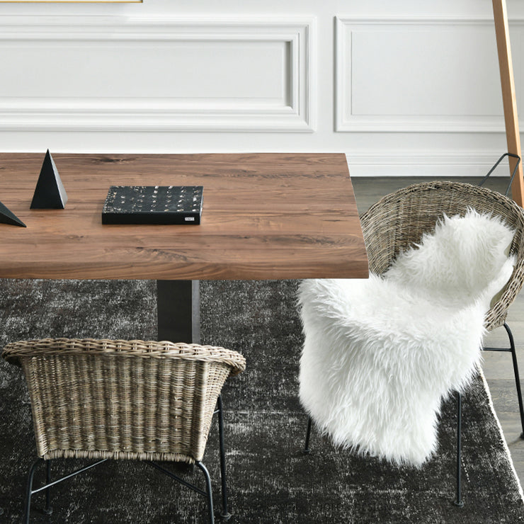 Mesa de comedor rectangular industrial de metal, mesa superior de madera para cocina y comedor