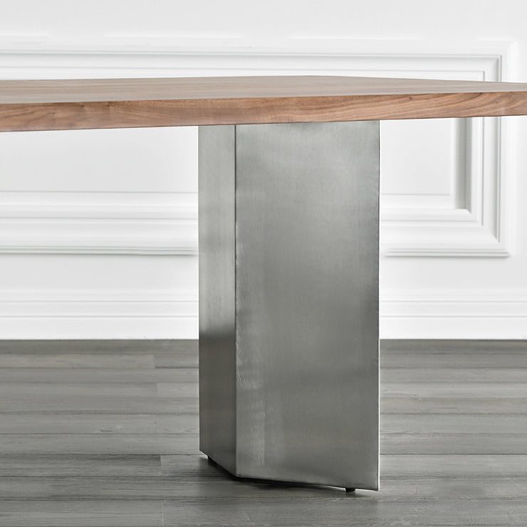 Mesa de comedor rectangular industrial de metal, mesa superior de madera para cocina y comedor
