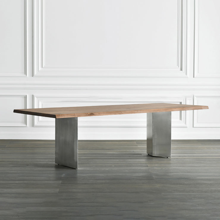 Mesa de comedor rectangular industrial de metal, mesa superior de madera para cocina y comedor