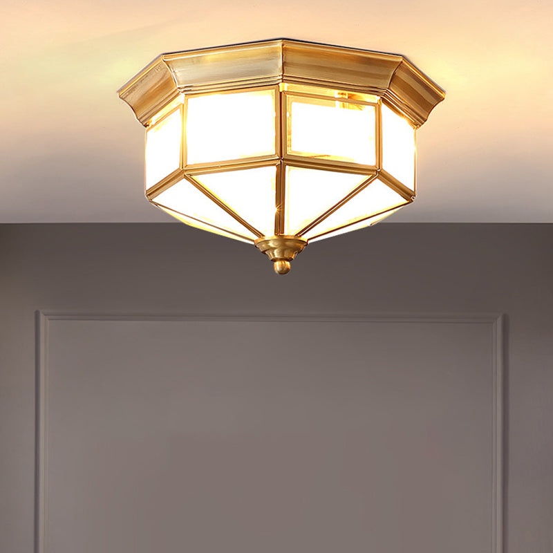 Sitting Room Colonial Style Ceiling Light Metal Overhead Lighting Fixture in Gold