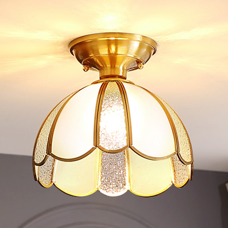 Sitting Room Colonial Style Ceiling Light Metal Overhead Lighting Fixture in Gold