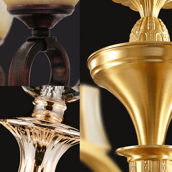 Sitting Room Colonial Style Ceiling Light Metal Overhead Lighting Fixture in Gold