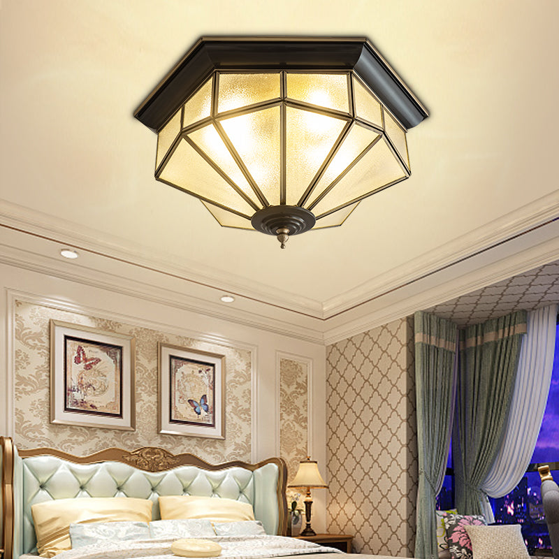 Living Room Colonial Style Ceiling Light Metal Glass Multi Head Overhead Lighting Fixture