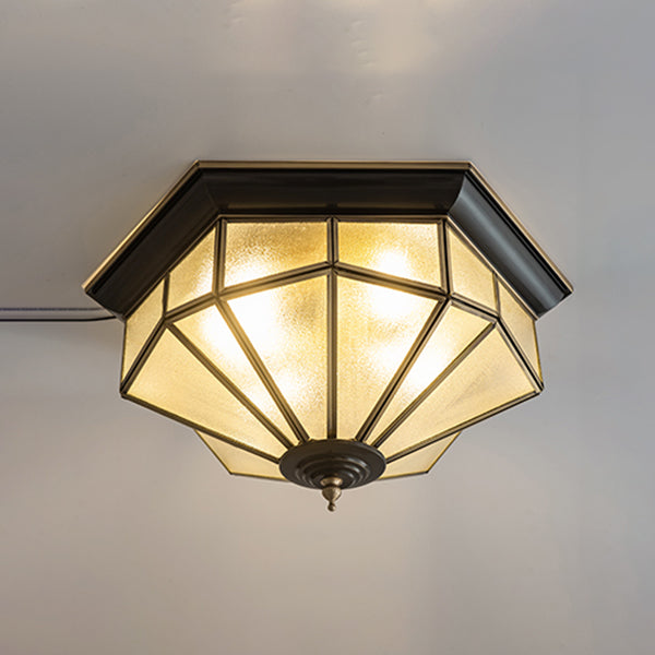 Living Room Colonial Style Ceiling Light Metal Glass Multi Head Overhead Lighting Fixture