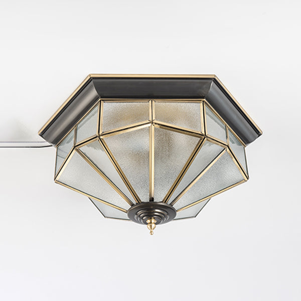 Living Room Colonial Style Ceiling Light Metal Glass Multi Head Overhead Lighting Fixture