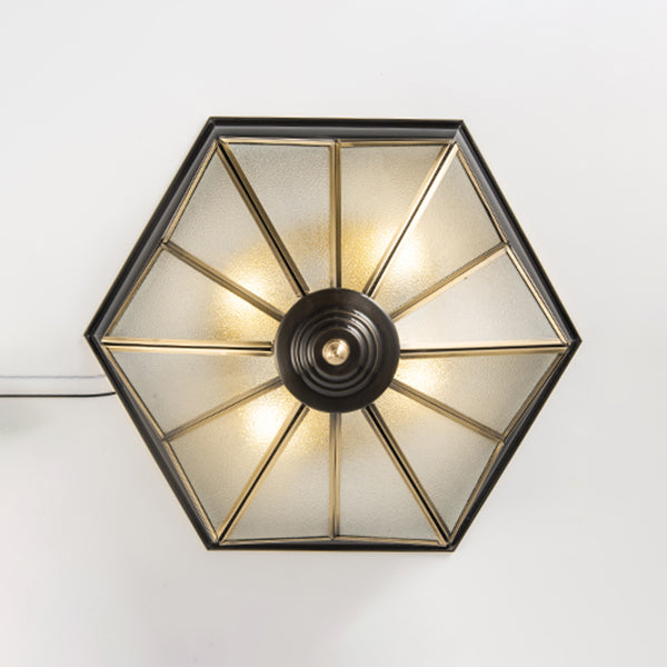 Living Room Colonial Style Ceiling Light Metal Glass Multi Head Overhead Lighting Fixture