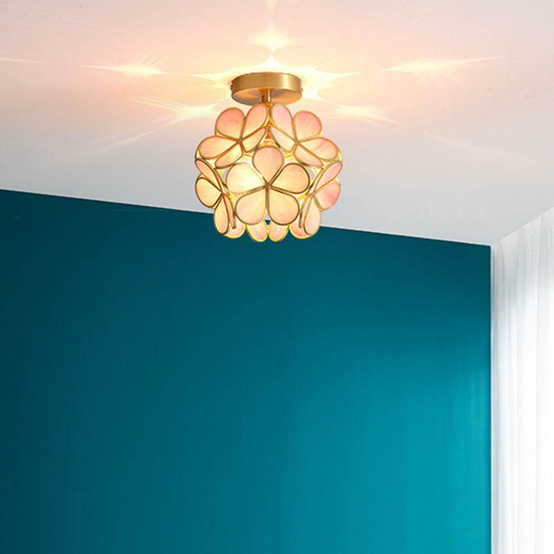1 Head Ceiling Light Fixture Colonial Style Semi Ceiling Mount Light for Sitting Room