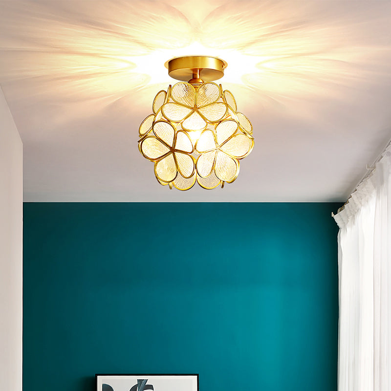 1 Head Ceiling Light Fixture Colonial Style Semi Ceiling Mount Light for Sitting Room