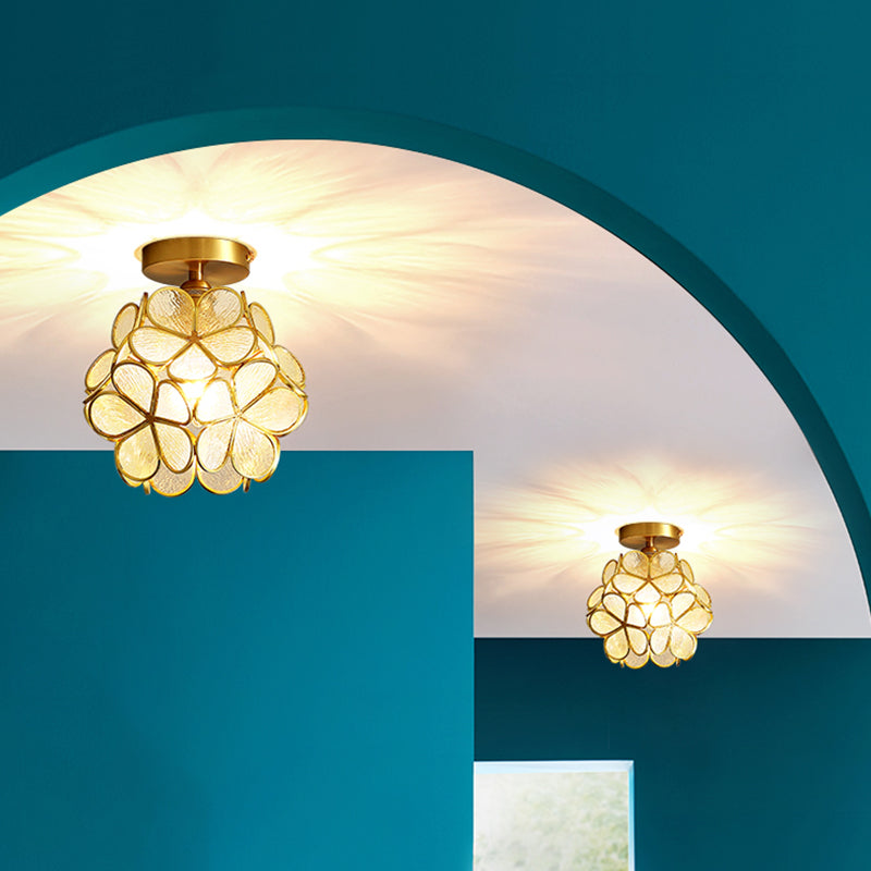 1 Head Ceiling Light Fixture Colonial Style Semi Ceiling Mount Light for Sitting Room