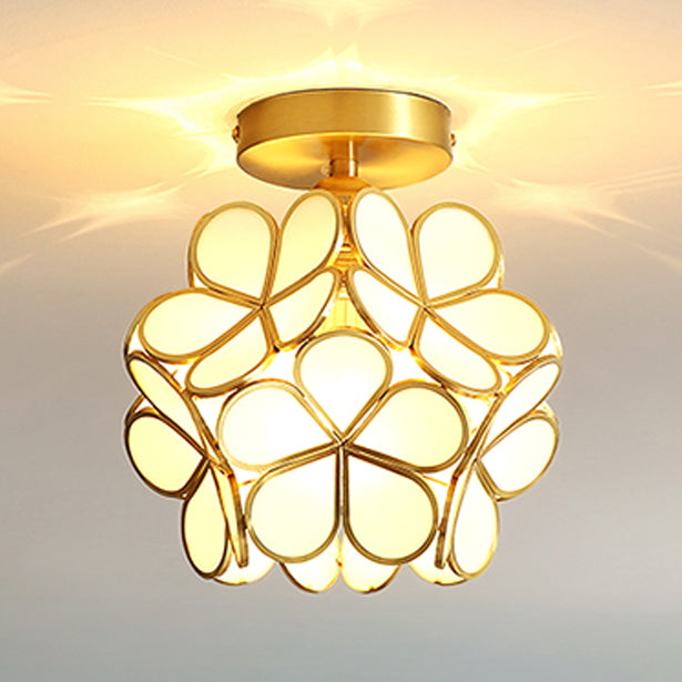 1 Head Ceiling Light Fixture Colonial Style Semi Ceiling Mount Light for Sitting Room