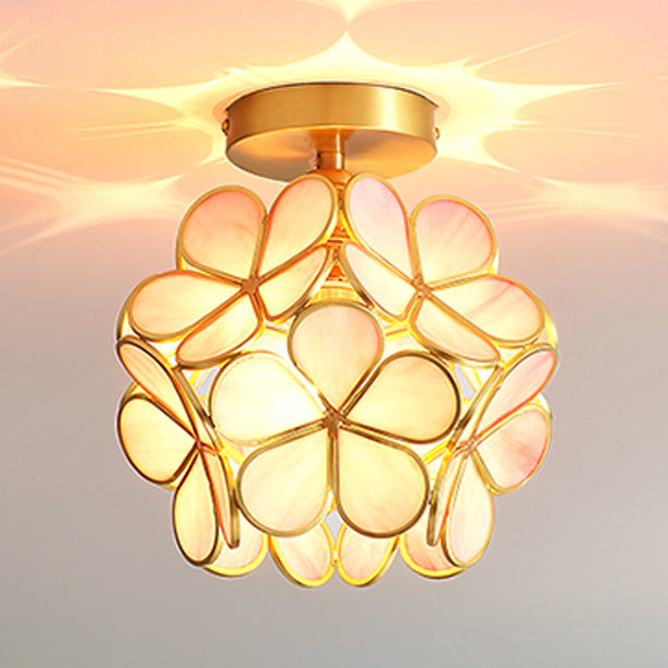 1 Head Ceiling Light Fixture Colonial Style Semi Ceiling Mount Light for Sitting Room
