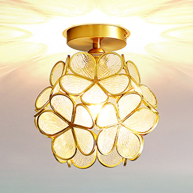 1 Head Ceiling Light Fixture Colonial Style Semi Ceiling Mount Light for Sitting Room
