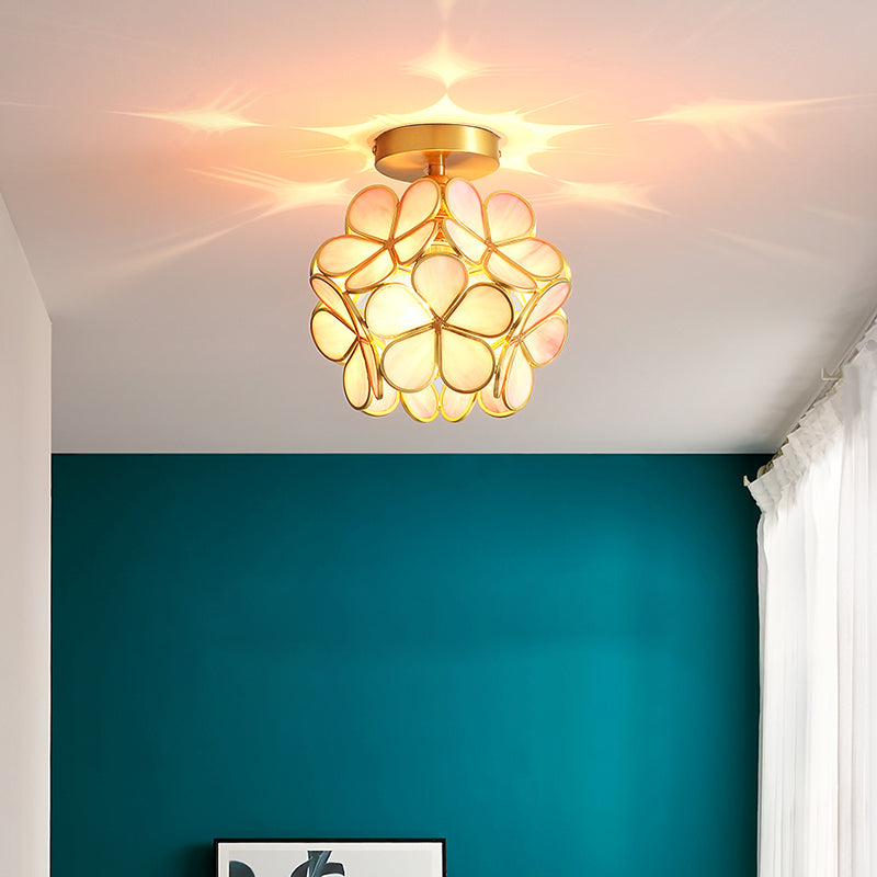 1 Head Ceiling Light Fixture Colonial Style Semi Ceiling Mount Light for Sitting Room