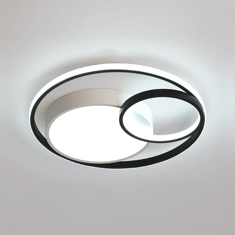 Moderne schwarz-weiße Deckenleuchte mit Acrylschirm, LED-Unterputzleuchte für Wohnzimmer