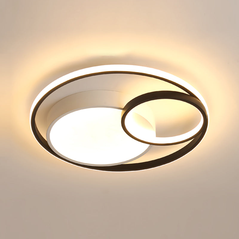 Moderne schwarz-weiße Deckenleuchte mit Acrylschirm, LED-Unterputzleuchte für Wohnzimmer