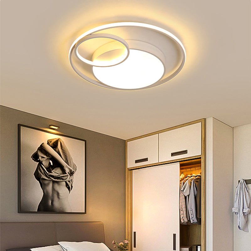 Moderne schwarz-weiße Deckenleuchte mit Acrylschirm, LED-Unterputzleuchte für Wohnzimmer