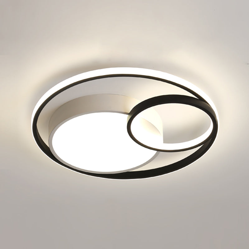 Moderne schwarz-weiße Deckenleuchte mit Acrylschirm, LED-Unterputzleuchte für Wohnzimmer