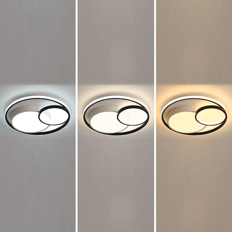 Moderne schwarz-weiße Deckenleuchte mit Acrylschirm, LED-Unterputzleuchte für Wohnzimmer