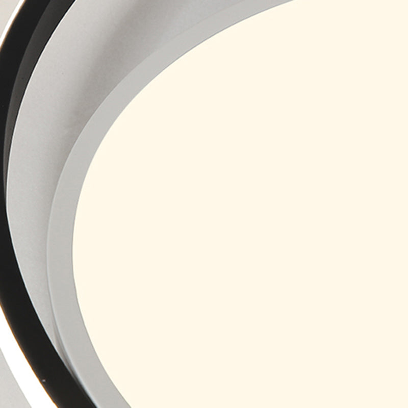 Moderne schwarz-weiße Deckenleuchte mit Acrylschirm, LED-Unterputzleuchte für Wohnzimmer