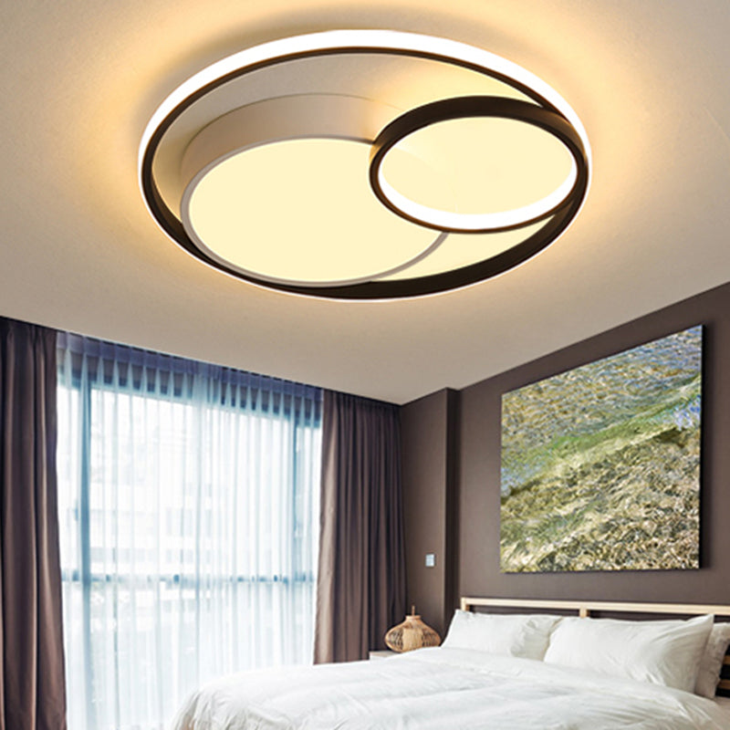 Moderne schwarz-weiße Deckenleuchte mit Acrylschirm, LED-Unterputzleuchte für Wohnzimmer