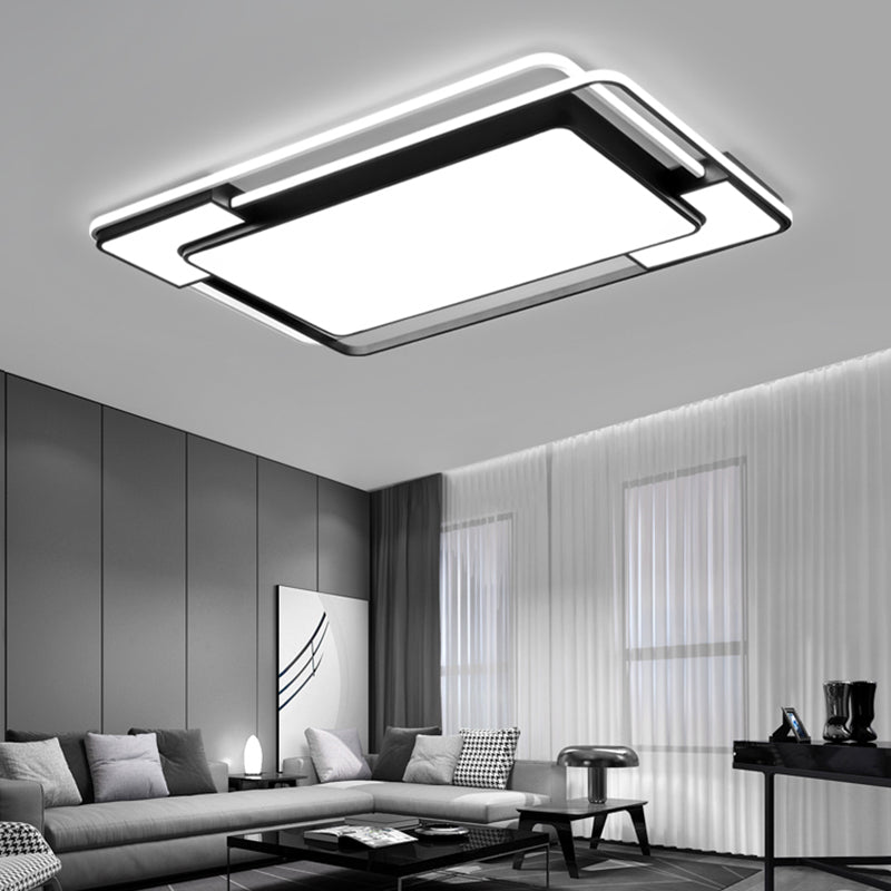Black & White Modern Style Ceiling Light Geometry Design Flush Mount Light for Bedroom