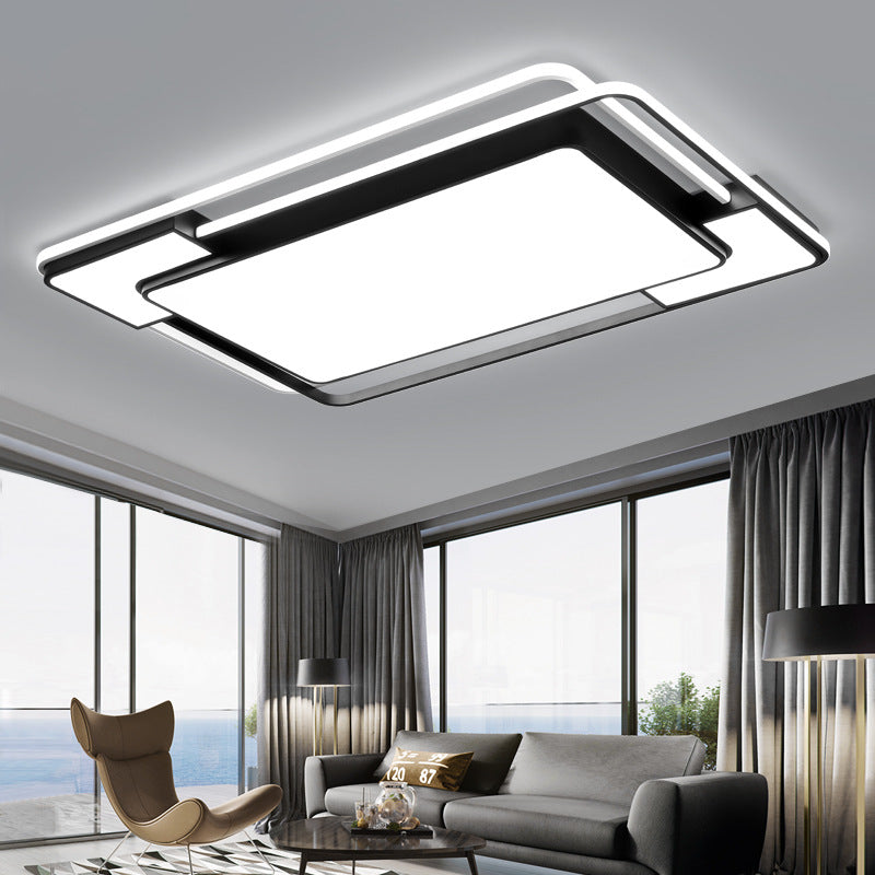Black & White Modern Style Ceiling Light Geometry Design Flush Mount Light for Bedroom